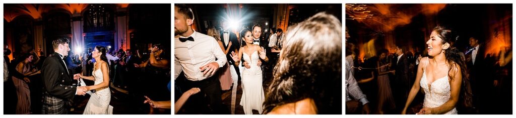 bride and groom dancing on dancefloor of ballroom at tudor arms hotel wedding