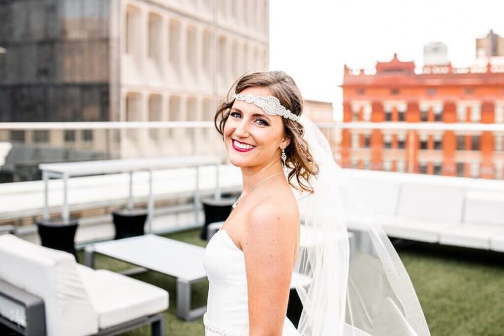 bride hair and makeup look for Ohio outdoor wedding ceremony