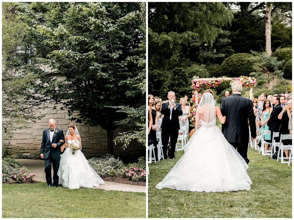 bride and father walking down the aisle at spring cleveland garden wedding