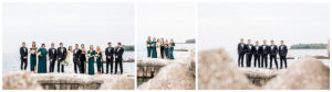 bridal party on the rocks of lake erie at shoreby club wedding in cleveland ohio