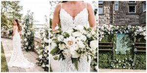 bride's bouquet and floral details at shoreby club wedding on lake erie