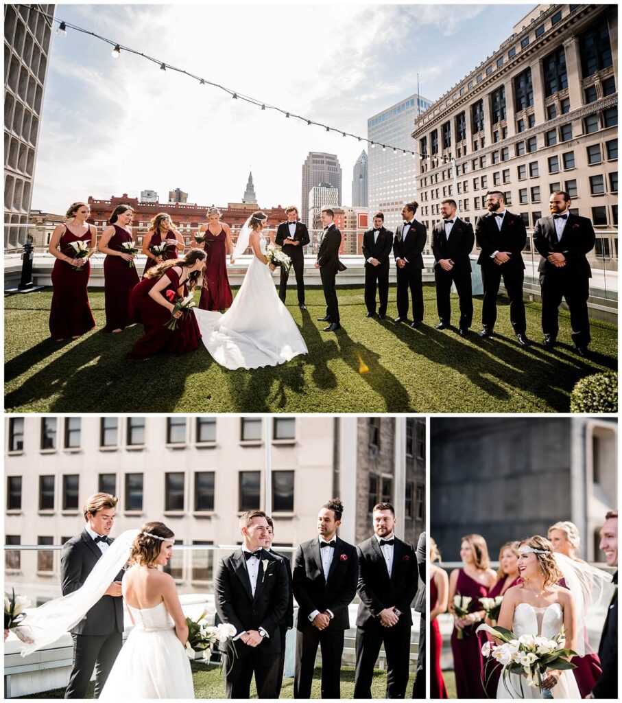bride and groom get married at metropolitan at the 9 wedding on rooftop