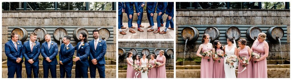 bridesmaids and groomsmen outside of sapphire creek winery and gardens
