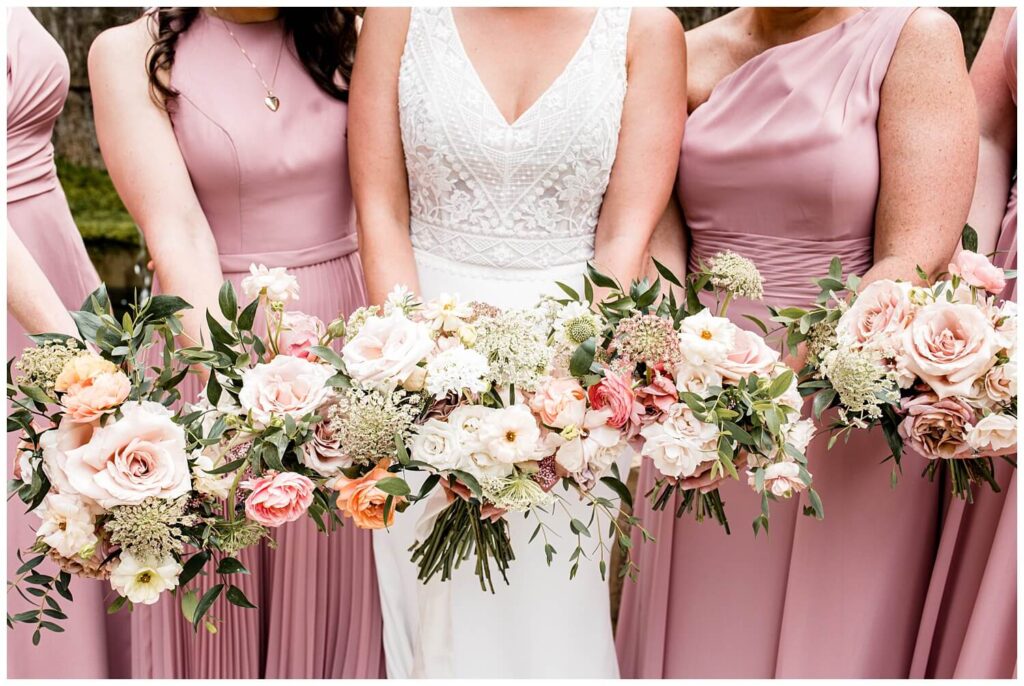 gorgeous bridal party bouquets at sapphire creek winery wedding