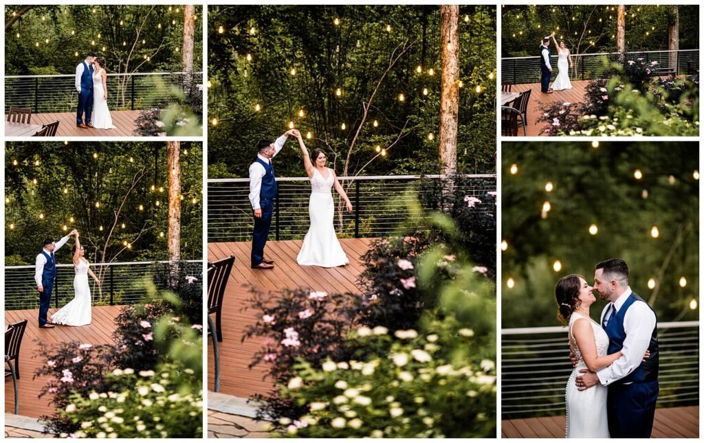 bride and groom twirling at Sapphire Creek Winery wedding captured by three and eight photography