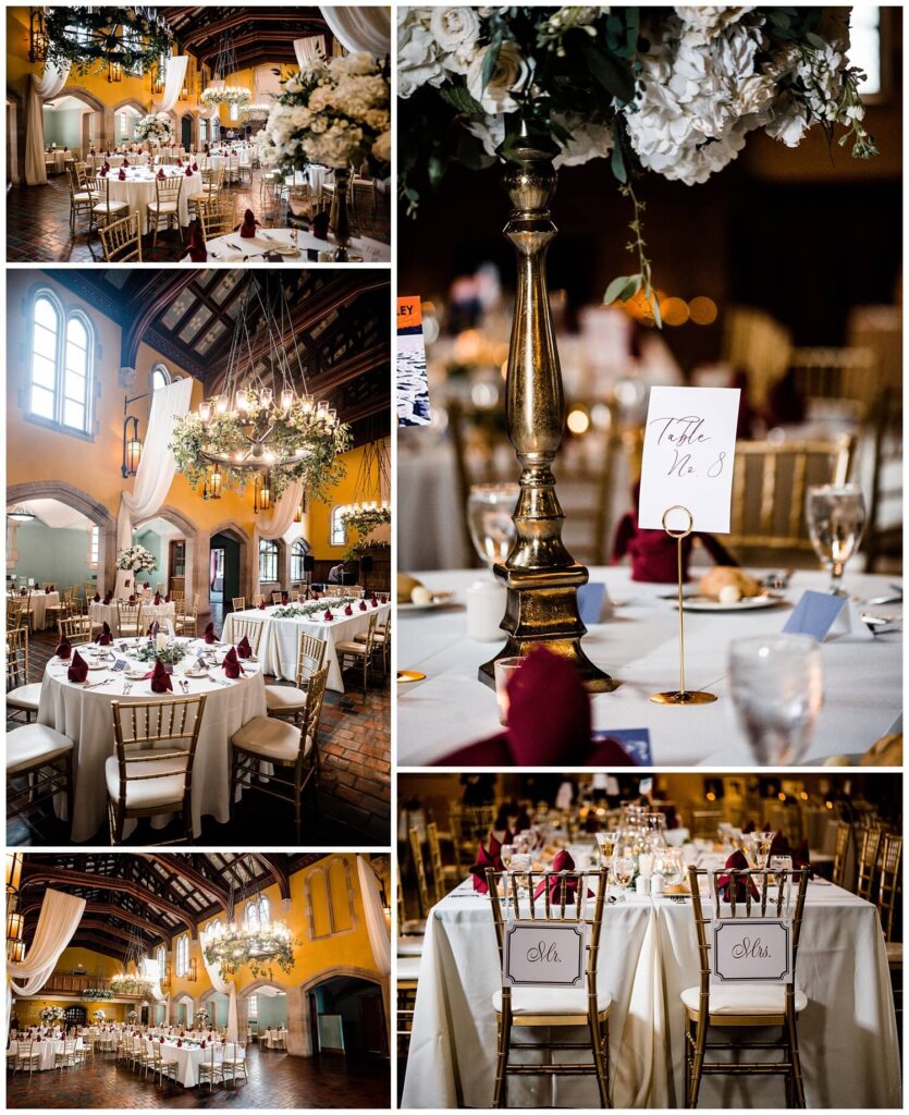glenmoor country club wedding decor and table setup for reception in canton ohio