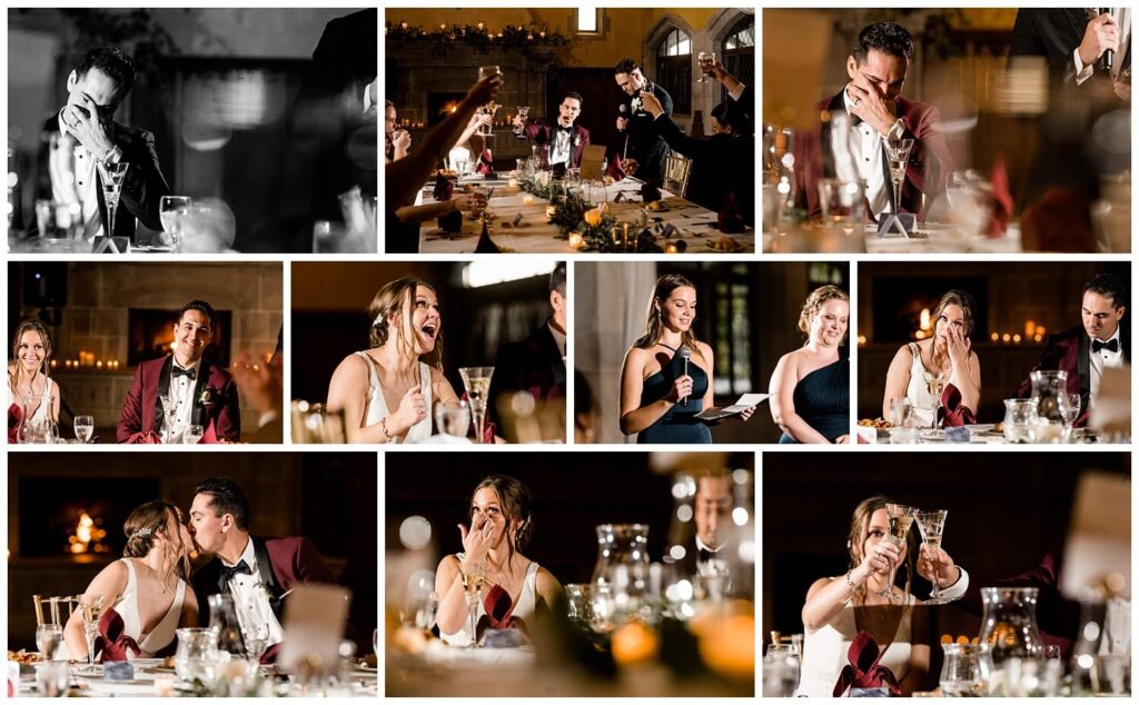 bride and groom reception toasts at glenmoor country club wedding in canton ohio