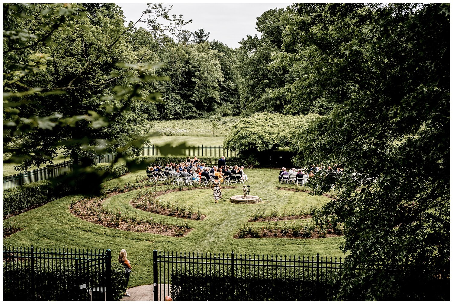 rose garden Mooreland Mansion wedding photo captured by three and eight photography