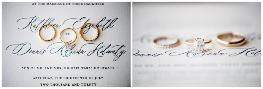 wedding rings on invitation set in hilton hotel downtown cleveland