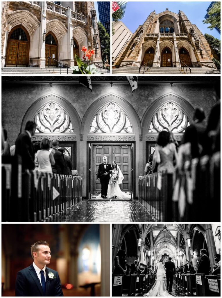 st john's cathedral in downtown cleveland on wedding day in northeast ohio