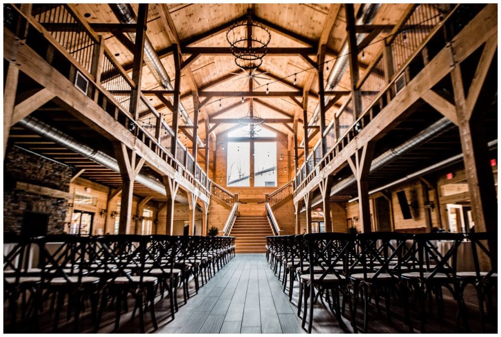 fall ohio barn wedding ceremony set up at tall oaks event complex 