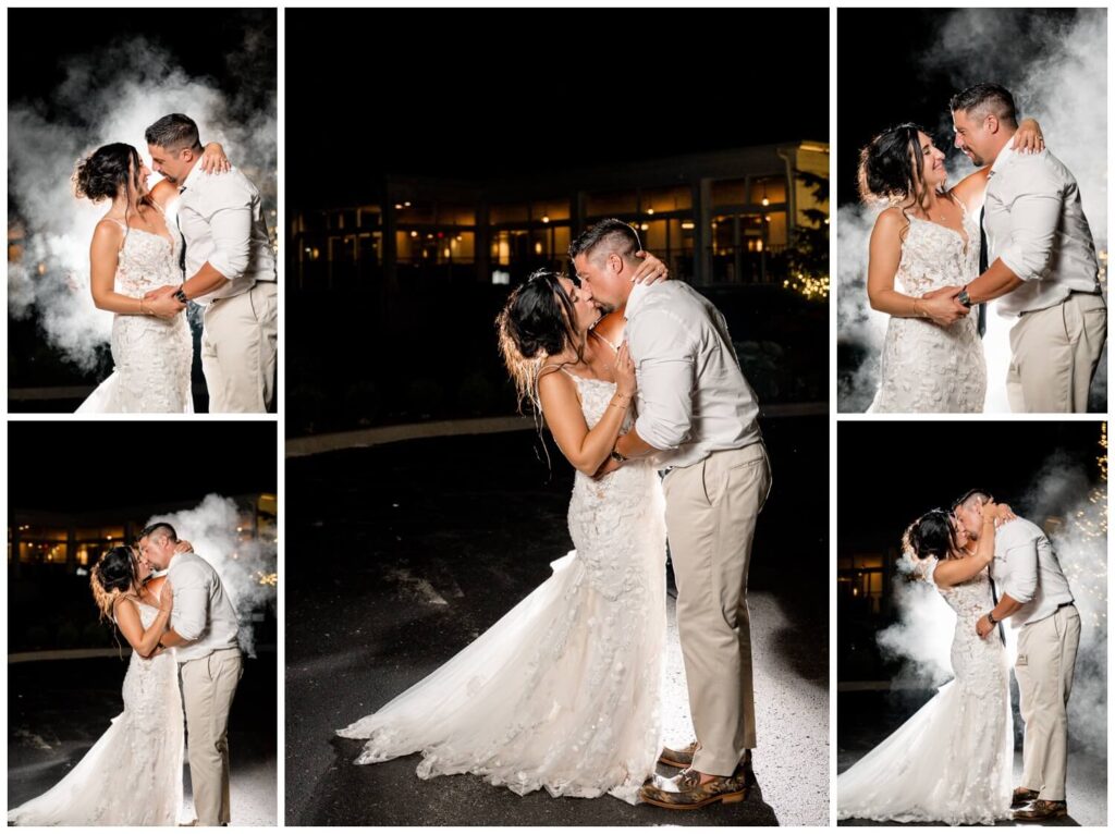 bride and groom photos at night at avalon country club and the grand resort