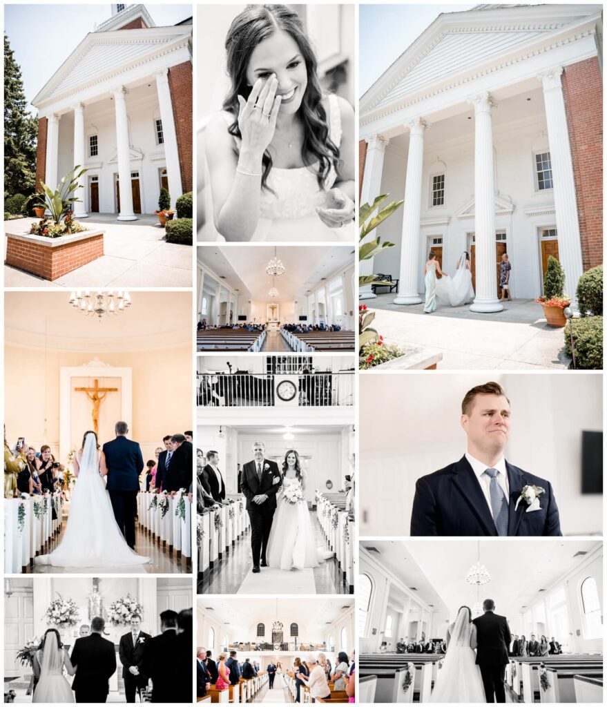 photos of bride and groom getting emotion during wedding ceremony in Cleveland