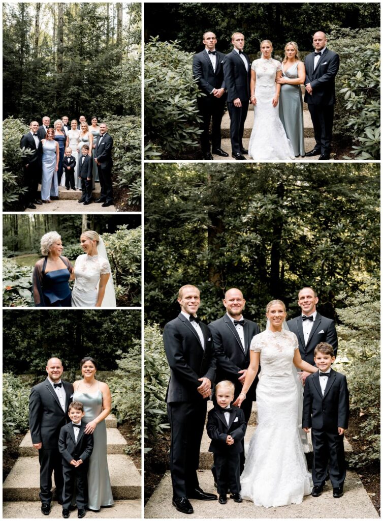 bride posing with family on wedding day in cleveland