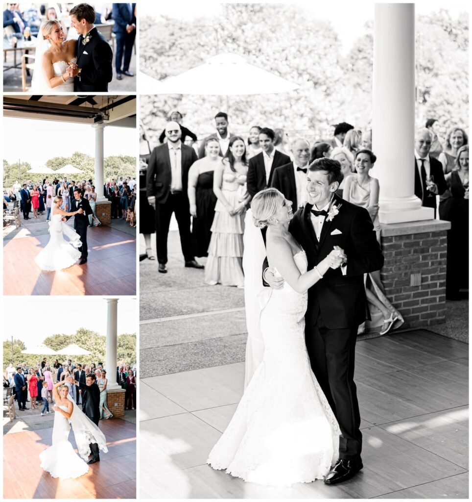 bride and groom's first dance at chagrin valley country club wedding