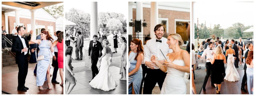 bride and groom dancing with guests at chagrin valley country club