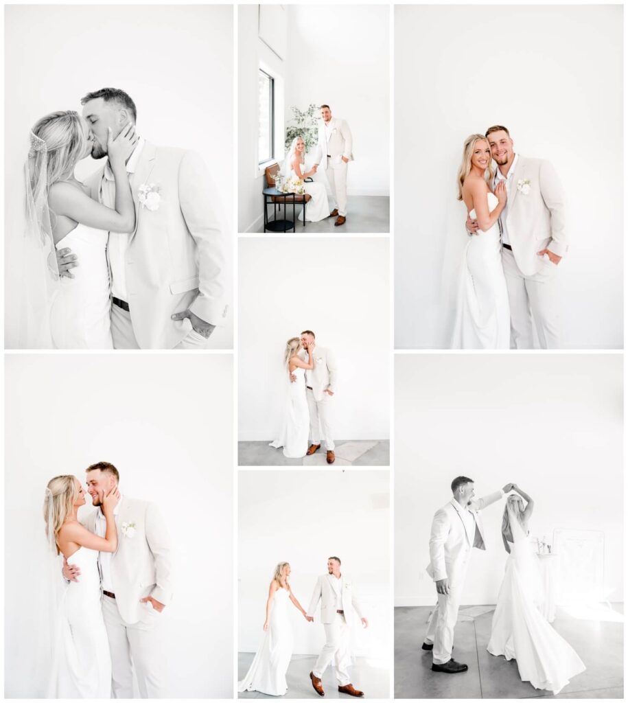 bride and groom hugging and dancing at the wellspring in wooster ohio