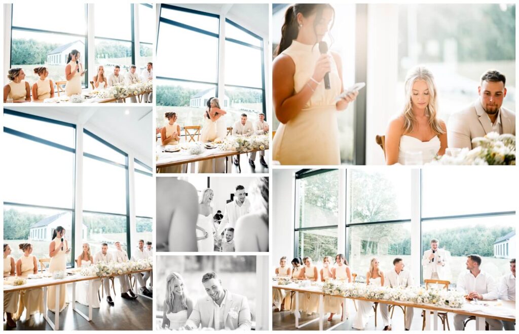 wedding day speeches in front of window at the wellspring in wooster ohio